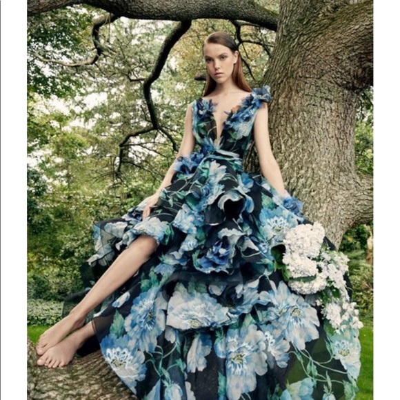 Marchesa couture floral chiffon gown - Picture 6 of 7